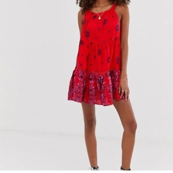Intimately Free People Women's Talk to Me Trapeze Dress Red Size XS - Picture 10 of 11